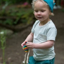 Little Green Radicals - Blue Striped Organic Short Sleeve T-Shirt