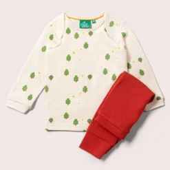Little Green Radicals - Cream Winter Trees Organic Waffle T-Shirt & Jogger Playset