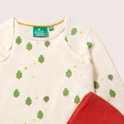 Little Green Radicals - Cream Winter Trees Organic Waffle T-Shirt & Jogger Playset