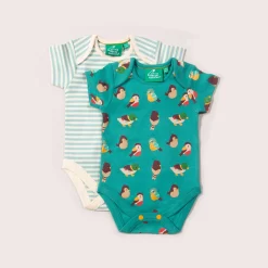 Little Green Radicals - Garden Birds Organic Baby Bodysuit Set - 2 Pack
