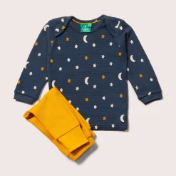 Little Green Radicals - Navy Waffle Stars Organic T-Shirt & Jogger Playset