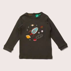 Little Green Radicals - Outer Space Chest Applique Long Sleeve T-Shirt