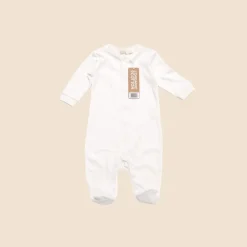 Little Green Radicals Natural Long Sleeve Babygrow - Cream