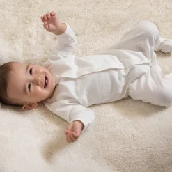 Little Green Radicals Natural Long Sleeve Babygrow - Cream