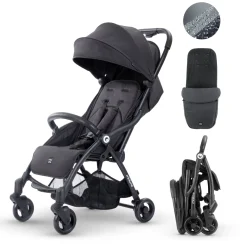 MiniUno TouchFold Stroller – Black Herringbone