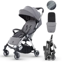 MiniUno TouchFold Stroller – Grey Herringbone