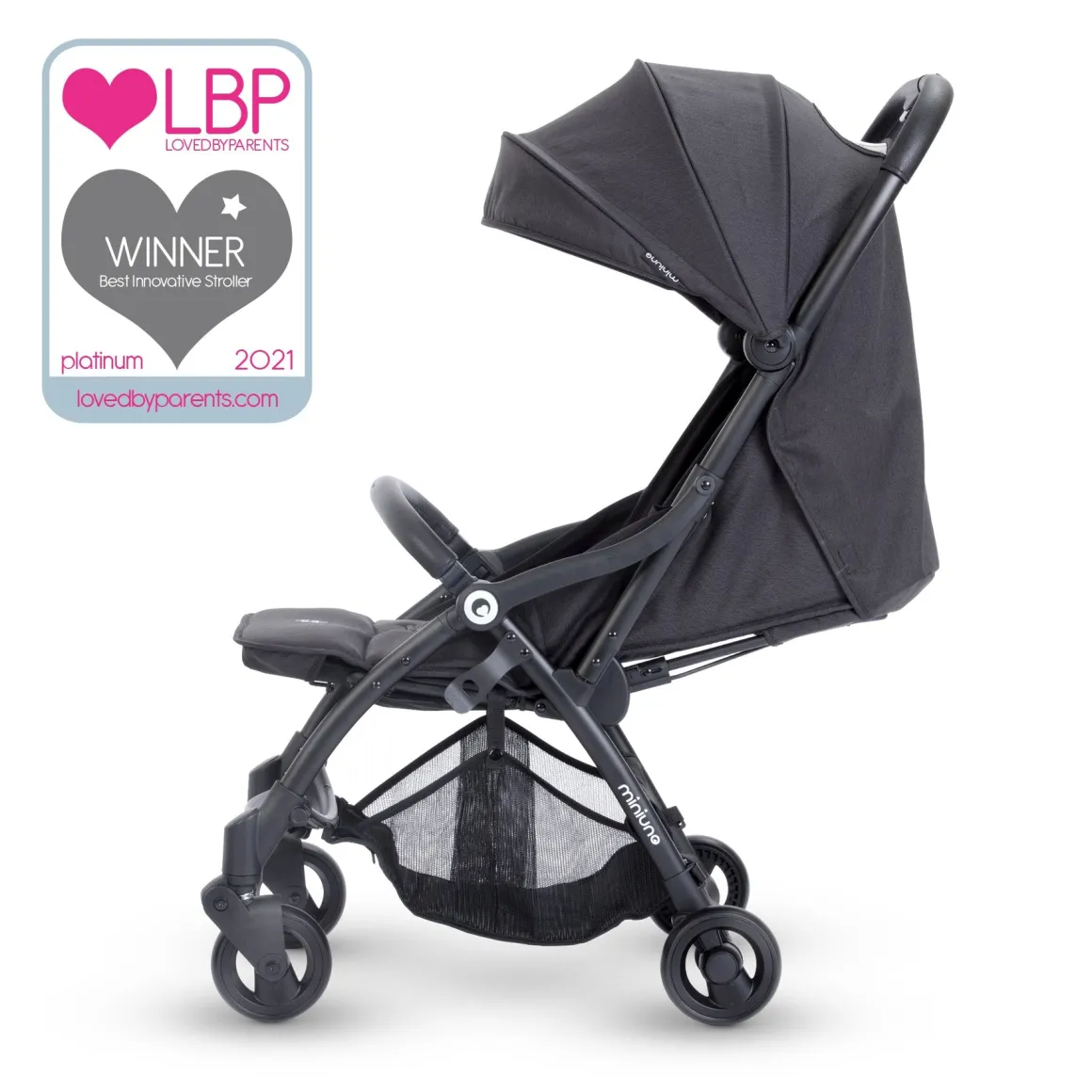 MiniUno TouchFold Stroller – Black Herringbone