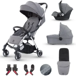 Miniuno Touchfold Travel System - Grey Herringbone
