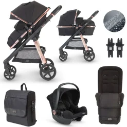 Miniuno Toura Travel System - Rose Gold & Black Herringbone