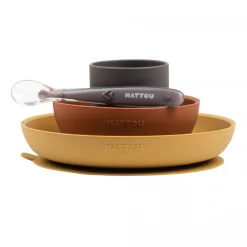 Nattou - Silicone Tableware 4pc Set Ochre