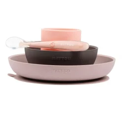 Nattou - Silicone Tableware 4pc Set Pink