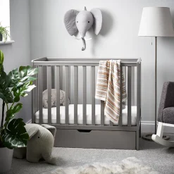 OBaby Bantam Space Saver Cot - Taupe Grey