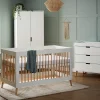 Obaby Maya Cot Bed 3 Piece Room Set - White with Natural