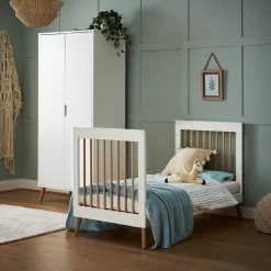 Obaby Maya Cot Bed 3 Piece Room Set - White with Natural