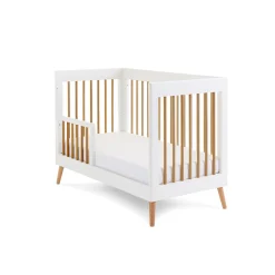 Obaby Maya Mini Cot Bed 3 Piece Room Set - White with Natural