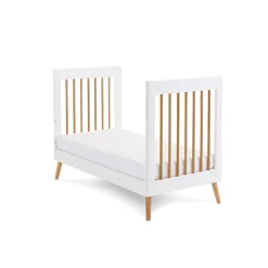 Obaby Maya Mini Cot Bed 3 Piece Room Set - White with Natural