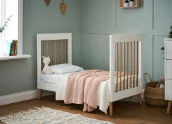 Obaby Maya Mini Cot Bed 3 Piece Room Set - White with Natural