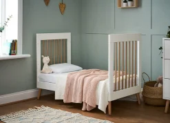 Obaby Maya Mini Cot Bed 2 Piece Room Set - White with Natural