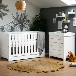 Obaby Nika 2 Piece Room Set & Underdrawer - WHITE WASH
