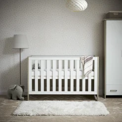 Obaby Nika Cot Bed - GREY WASH & WHITE