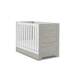 Obaby Nika Cot Bed & Under Drawer - GREY WASH & WHITE