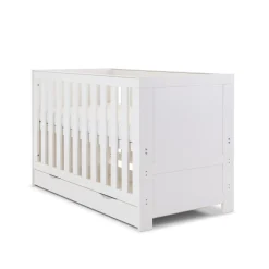 Obaby Nika Cot Bed & Under Drawer -WHITE WASH
