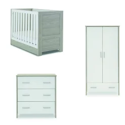 Obaby Nika Mini 3 Piece Room Set & Underdrawer - GREY WASH & WHITE