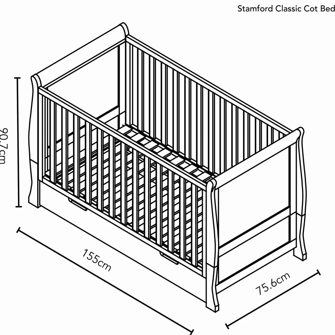 Obaby Stamford Classic Cot Bed - WARM GREY