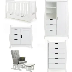 Obaby Stamford Luxe 5 Piece Room Set - White