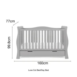 Obaby Stamford Luxe Cot Bed - WARM GREY