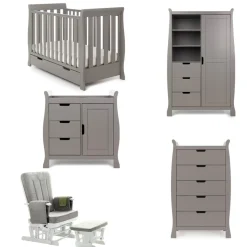 Obaby Stamford Mini Sleigh 5 Piece Room Set  - TAUPE GREY