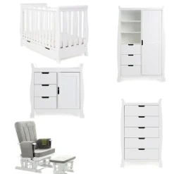 Obaby Stamford Mini Sleigh 5 Piece Room Set - White