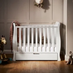 Obaby Stamford Space Saver Cot & Cot Top Changer - WHITE