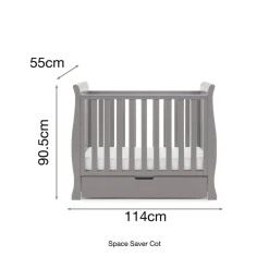 Obaby Stamford Space Saver Cot - TAUPE GREY