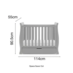 Obaby Stamford Space Saver Cot - WARM GREY