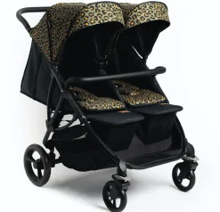 Roma Gemini Double Stroller- Khaki Leopard