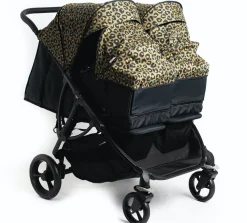 Roma Gemini Double Stroller- Khaki Leopard
