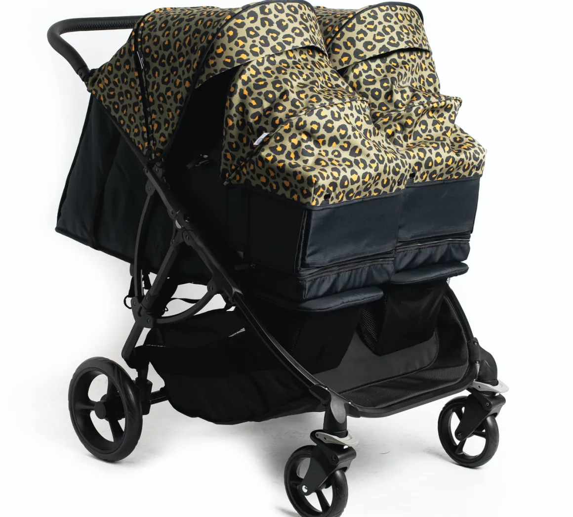 Roma Gemini Double Stroller- Khaki Leopard