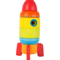 Small Foot - Colourful Wooden Stacking Space Rocket Block Toy
