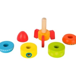 Small Foot - Colourful Wooden Stacking Space Rocket Block Toy