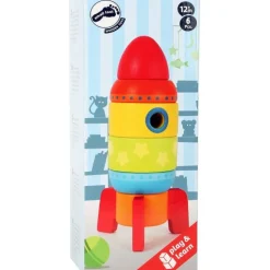 Small Foot - Colourful Wooden Stacking Space Rocket Block Toy