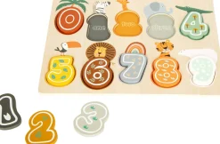 Small Foot - Safari Numbers Puzzle - Wooden Numbers Play & Learn Plug In Block Board