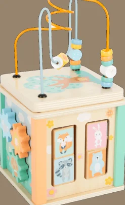 Small Foot -  Wooden Motor Skills 5 in 1 Activity Cube "Pastel" Toy