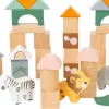 Small Foot - Wooden "Safari" Building Blocks 50 Piece Set With Storage Tub