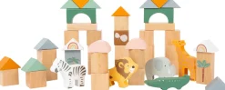 Small Foot - Wooden "Safari" Building Blocks 50 Piece Set With Storage Tub