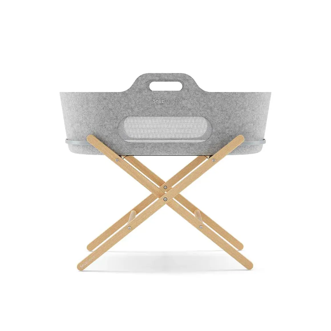 SnuzBaskit Moses Basket + Stand Set - Light Grey/Natural