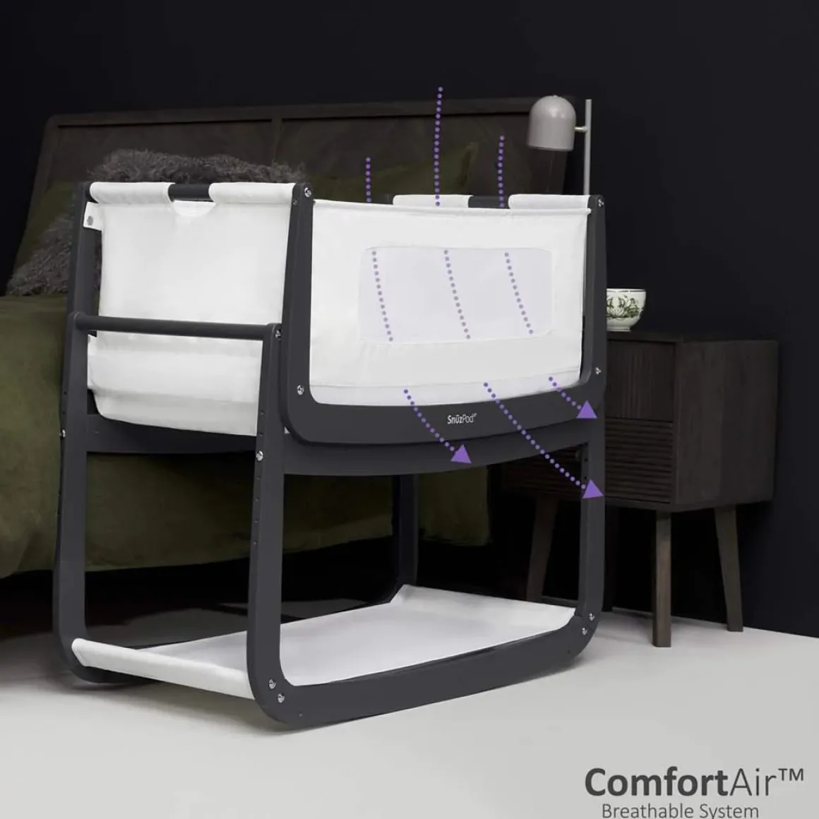 SnuzPod4 Bedside Crib - Slate