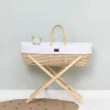 The Little Green Sheep - Organic Knitted Moses Basket + Stand - White